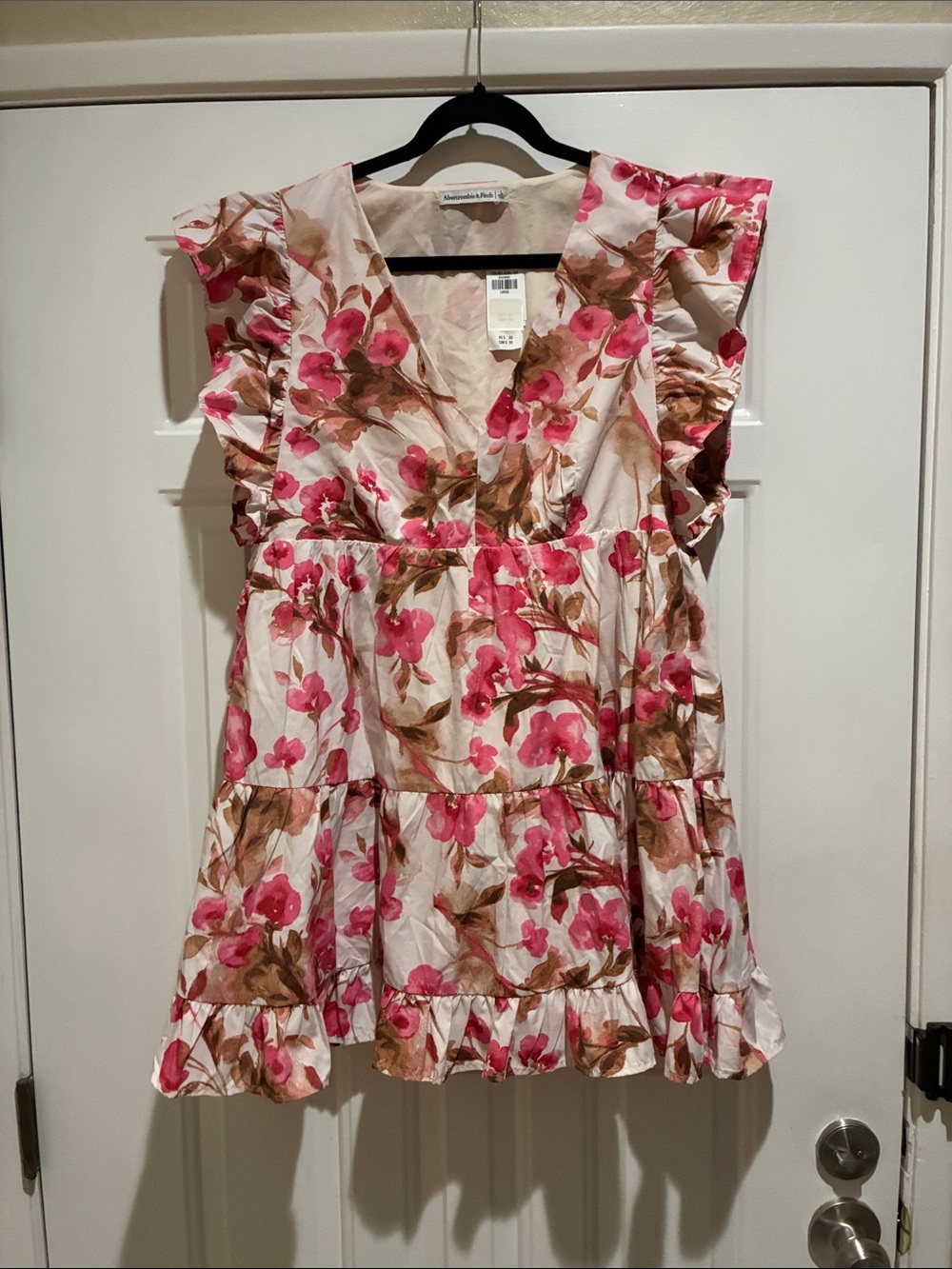 Abercrombie & Fitch Pink Floral Ruffle Tiered Dress